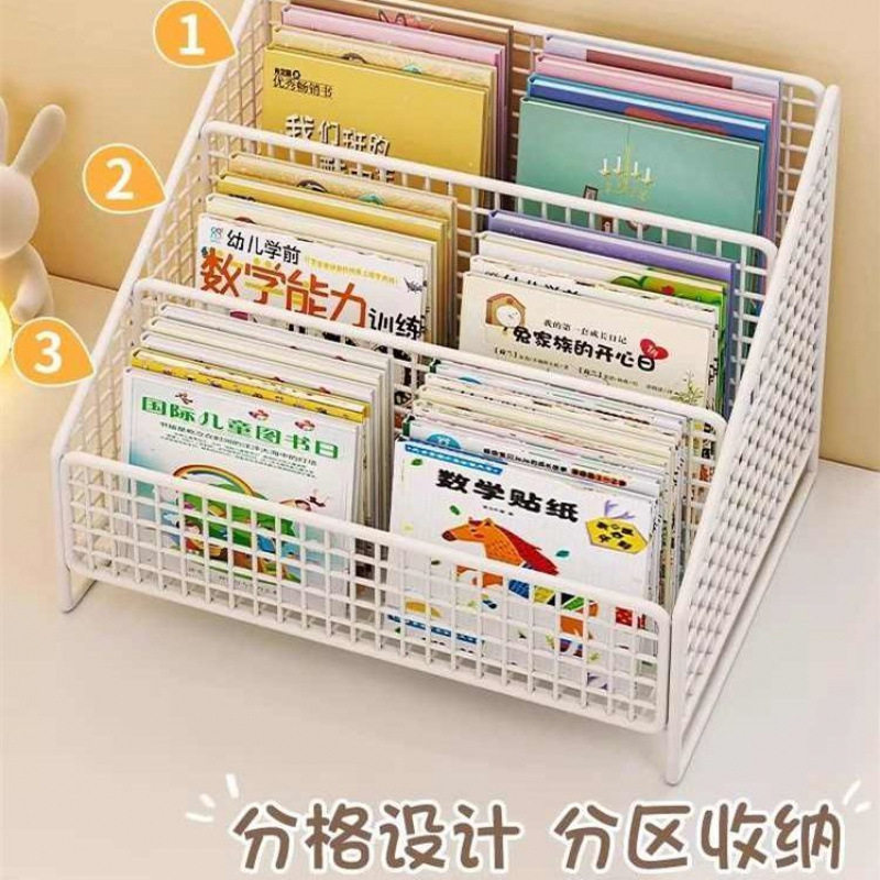 书架桌面儿童绘本架床头柜飘窗置物架宝宝阅读桌上一体小型收纳盒图片
