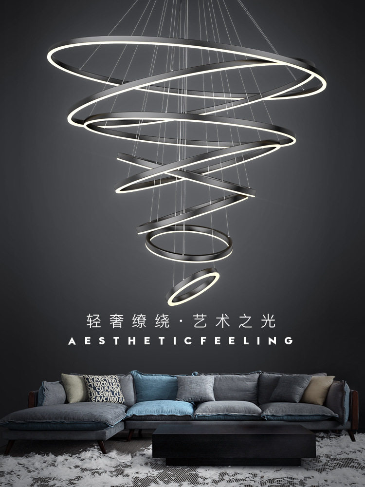 复式大吊灯客厅灯现代简约轻奢别墅楼梯loft创意灯具艺术灯饰网红