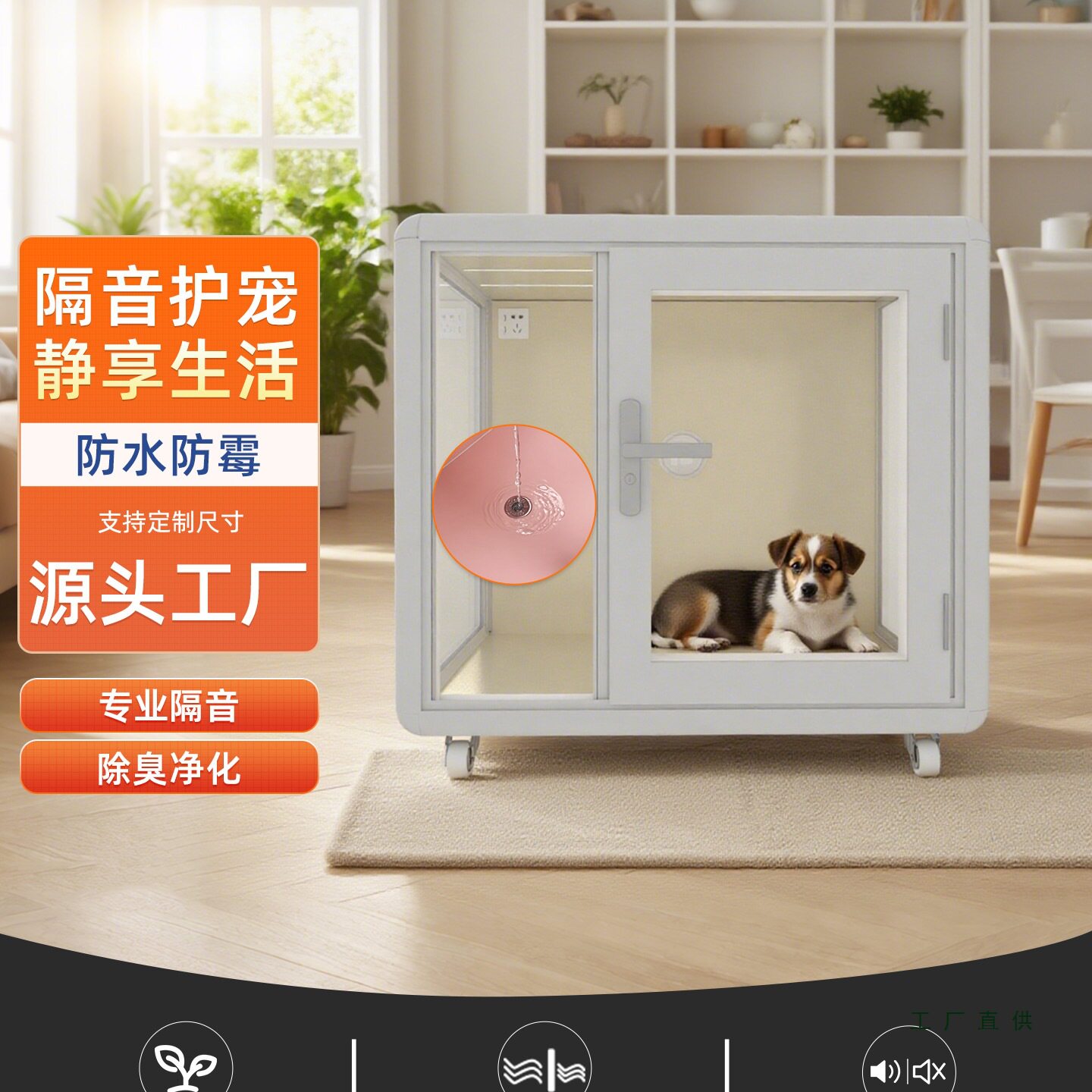 室内宠物隔音房可移动迷你家用防扰民狗窝猫咪隔音箱罩笼子玻璃房