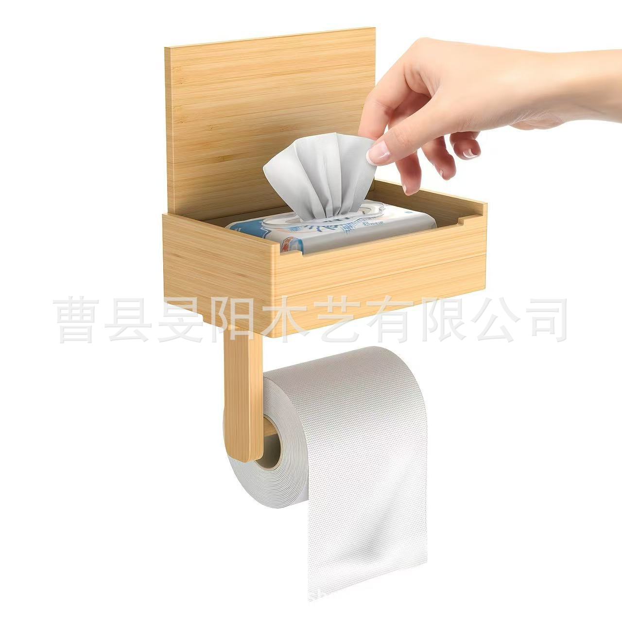 家用木质置物架客厅木制壁挂式免打孔卷纸架卫生间实木多用收纳架