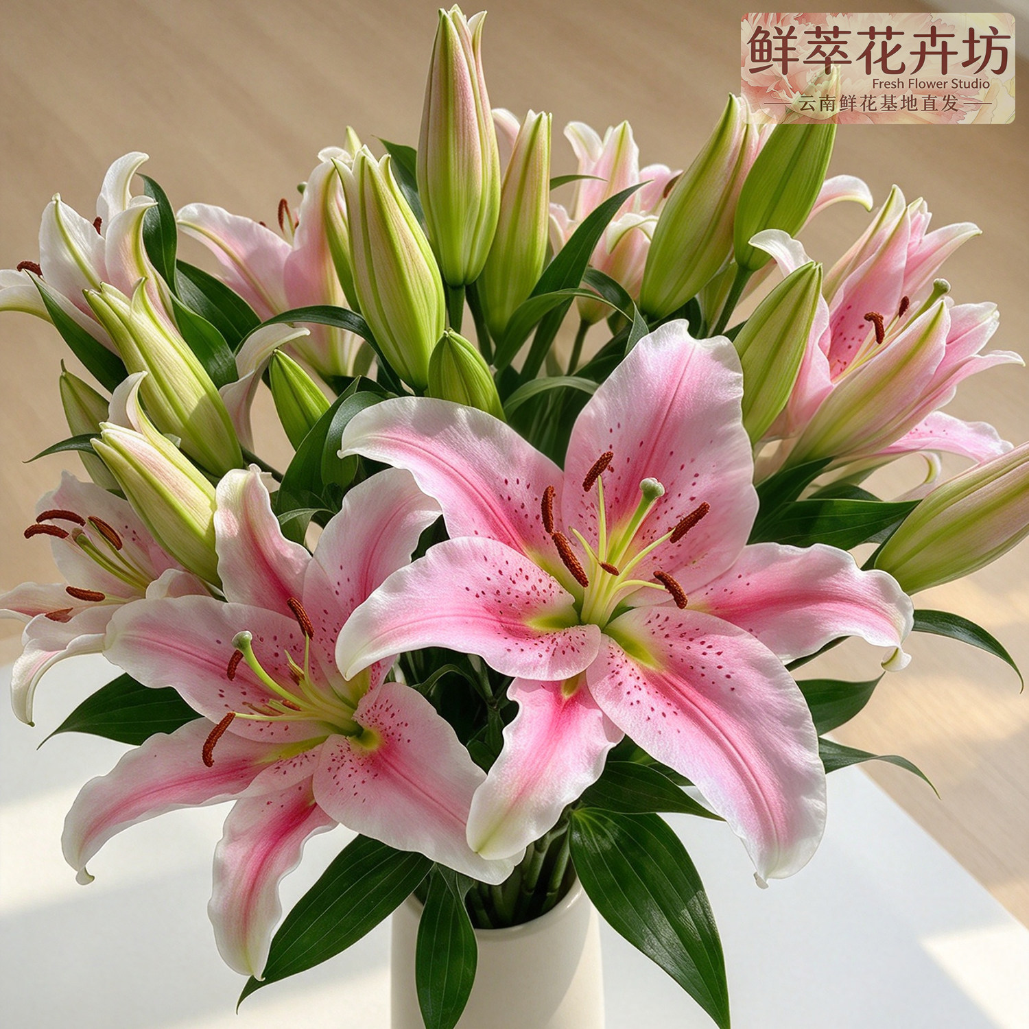 昆明直发索尔邦香水百合真花束