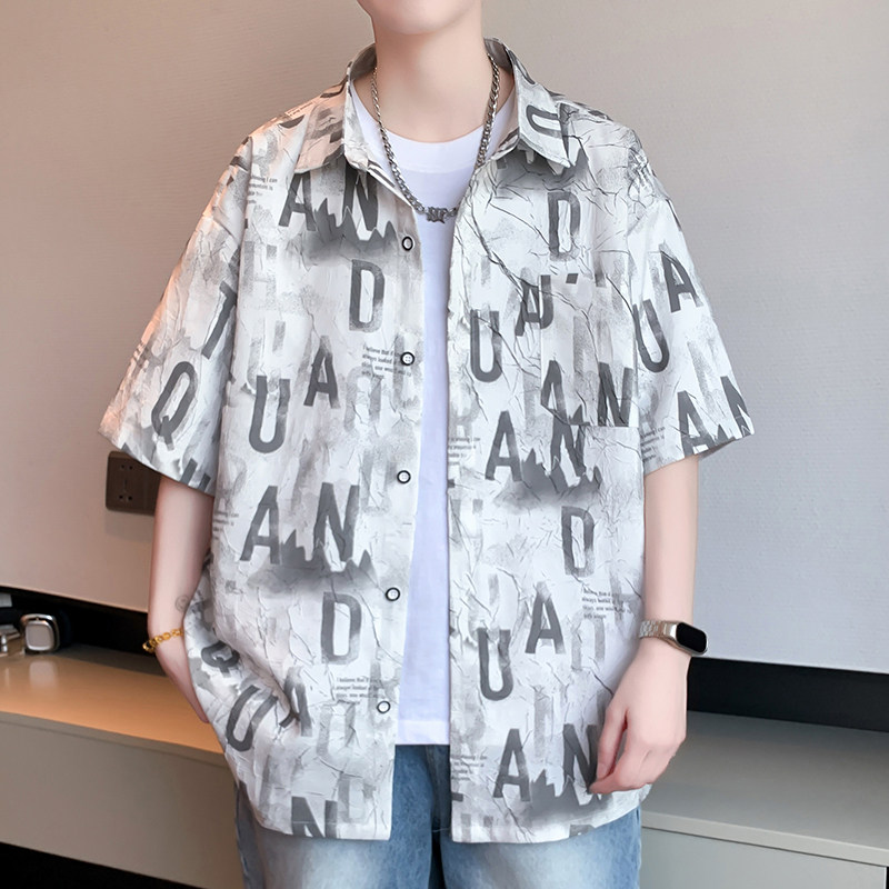 冰丝短袖衬衫男夏季沙滩