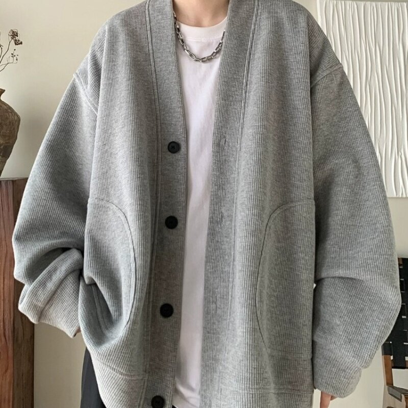 纯黑色日系慵懒风外套男