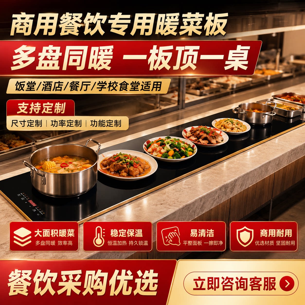 佰德好太太商用暖菜板保温定制图片