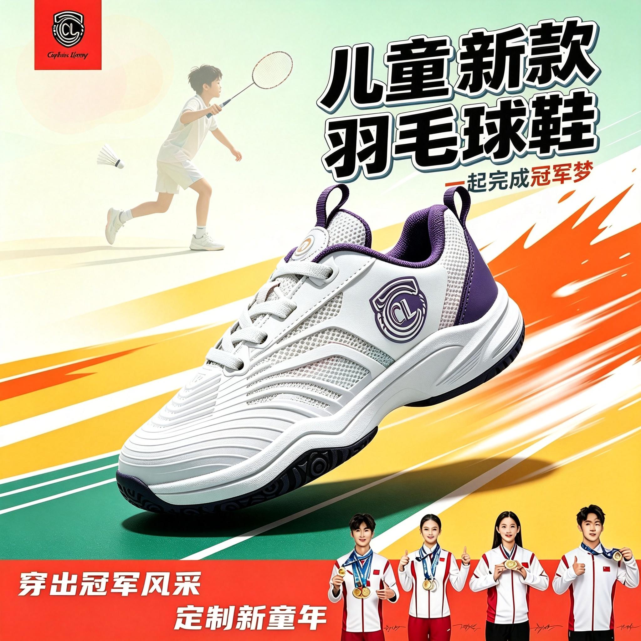 儿童羽毛球训练鞋防滑减震防崴脚图片