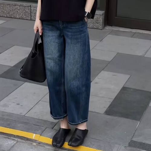 九分裤时尚窄版阔腿裤显瘦女2026春秋季新款牛仔裤子时尚百搭减龄