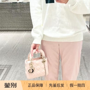 壹所奢品/迪奥三格戴妃 漆皮 樱花粉手提包