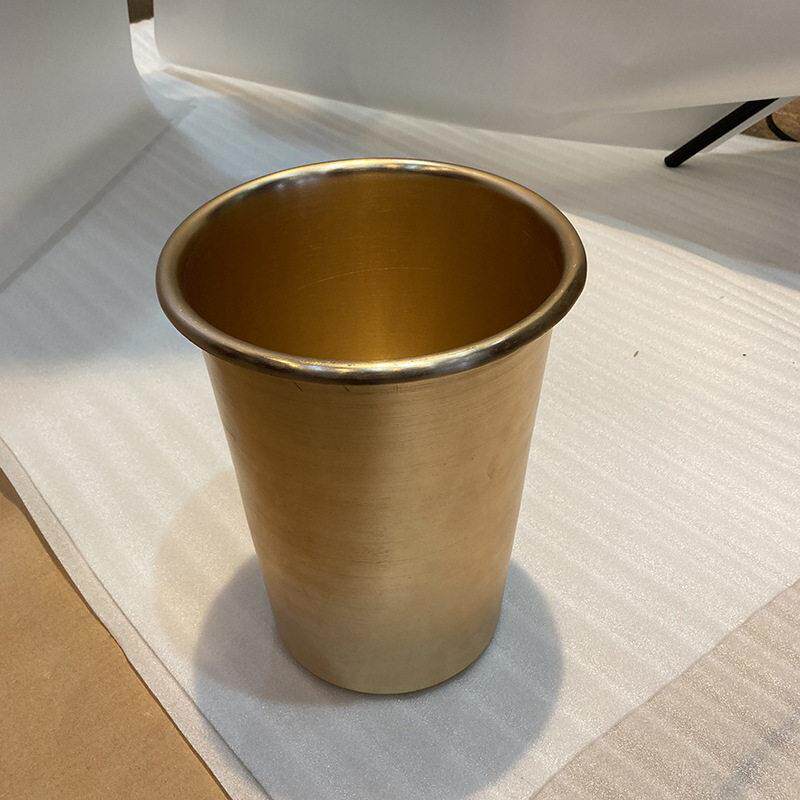 无盖垃圾桶家用酒店航船垃圾筒铝合金小桶锥形房间桶金黄色水桶
