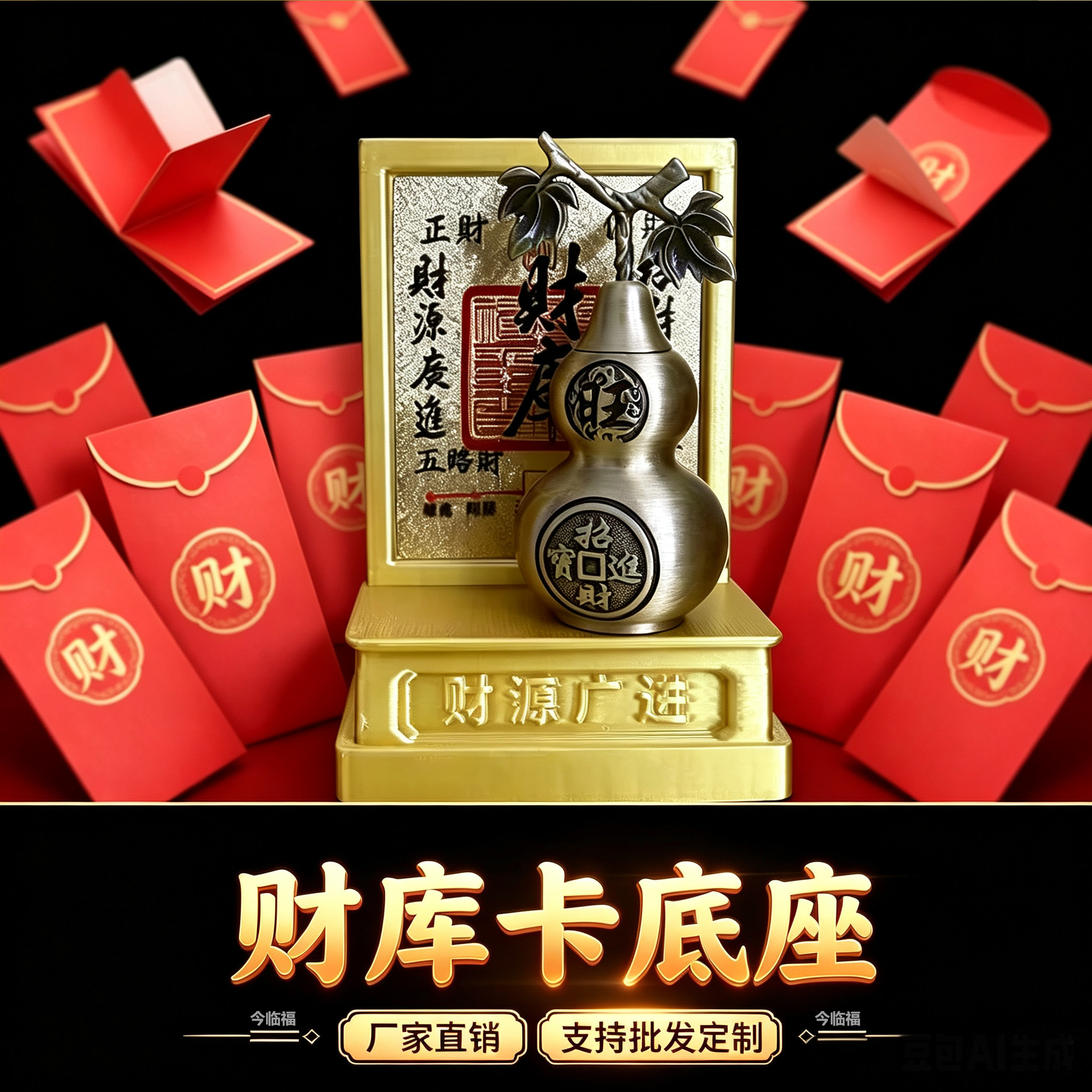 财神位小葫芦财库卡底座摆件