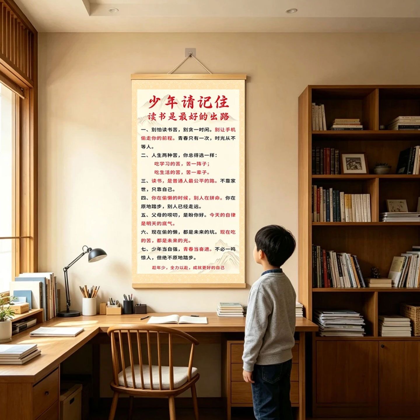 【少年请记住】家训挂画教育孩子励志客厅书房卧室背景墙装饰NJ