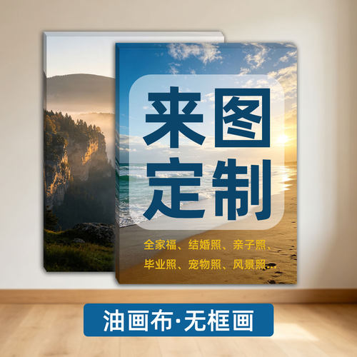 来图定制油画布无框画现代装饰画风景照片墙画家居卧室挂画