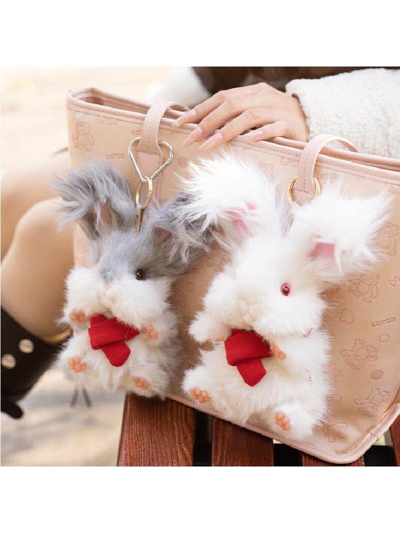 New Angora rabbit pendant simulation keychain animal doll plush toy cat bag pendant doll batch