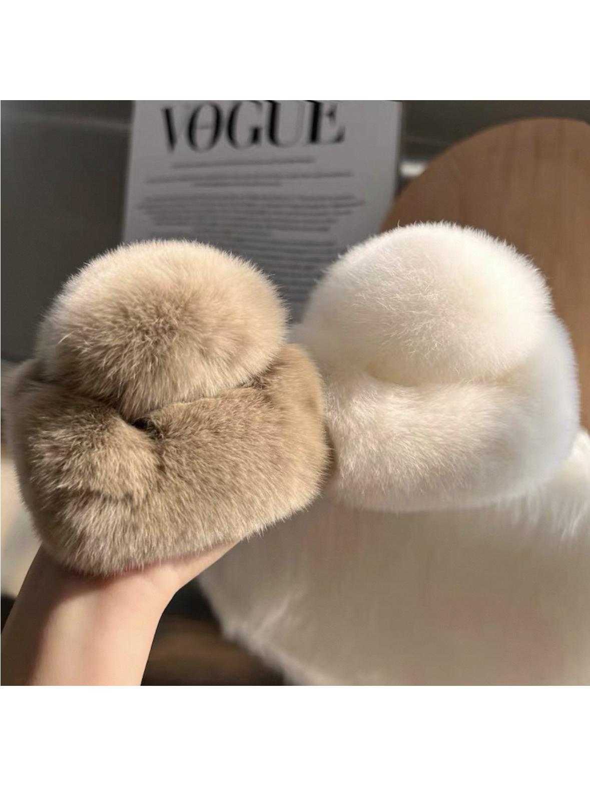 Korean version of autumn and winter rex rabbit hair clip on the back of the head, ponytail hair clip, large plush shark clip, internet celebrity hair clip
