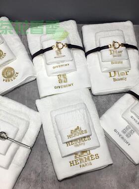 轻奢样板房酒店纯棉毛巾方巾浴巾套装简约卫生间浴室软装饰品摆件