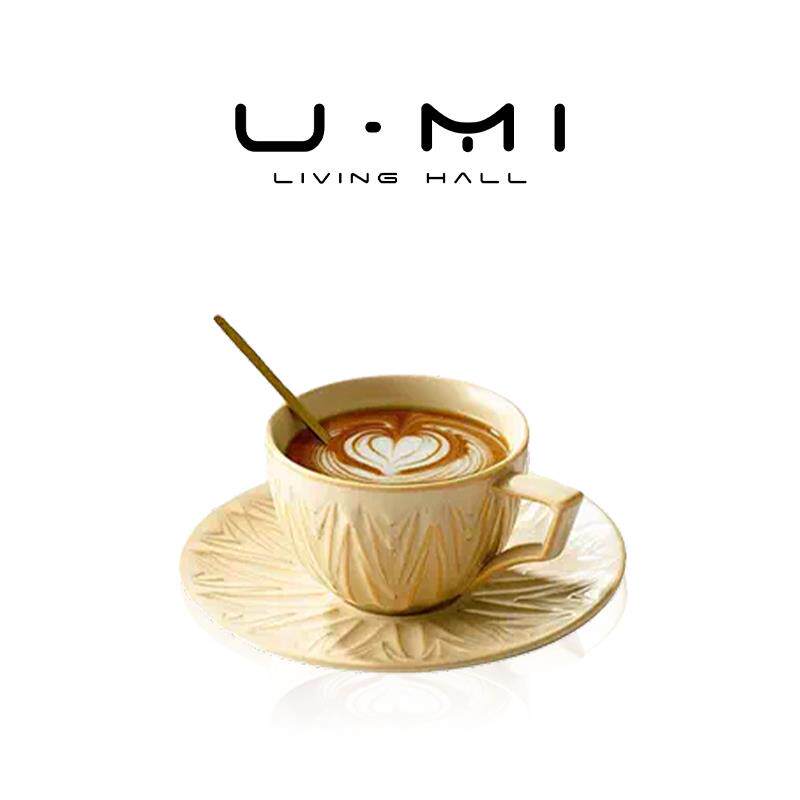 U+Mi+LIVING半辰++杯具咖啡杯碟日式复古陶瓷家用简约高档精致