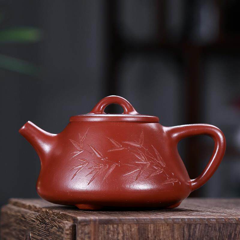 宜兴手工大红袍石瓢壶+纯手工紫砂茶壶+中式复古茶具250ml