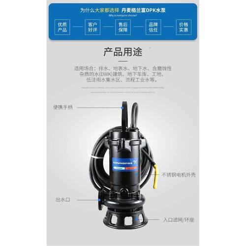 丹麦格兰富GRUNDFOS潜污泵 立式潜水污水泵 商业污水 防洪排涝DPK