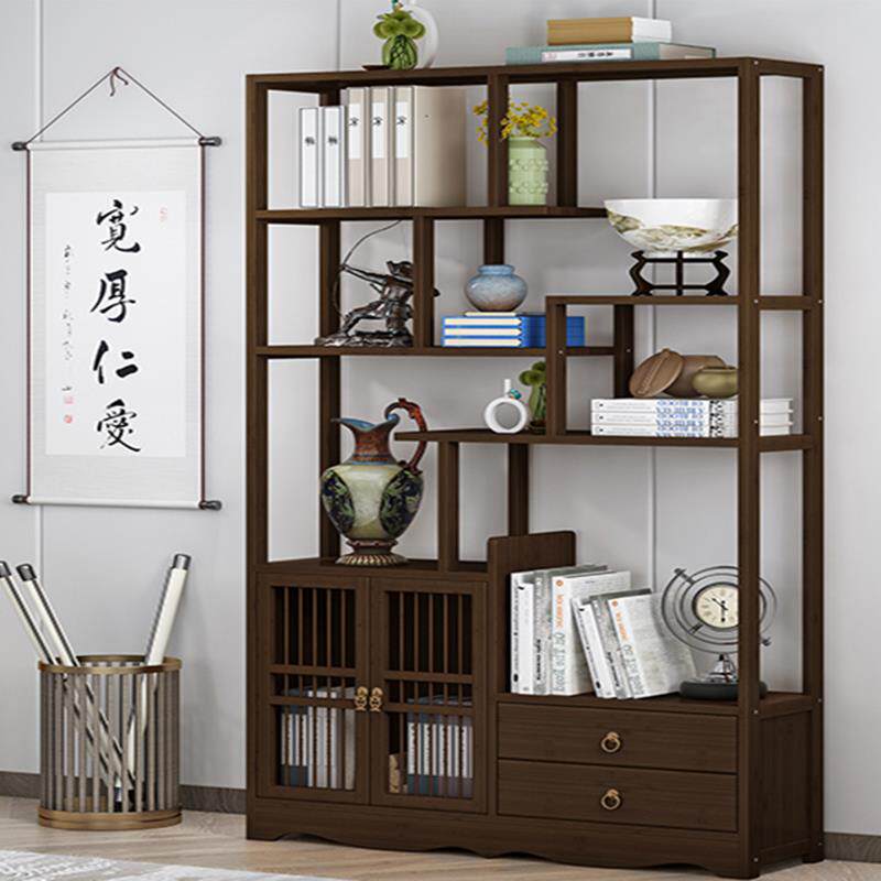 楠竹新款博古架摆件架柜茶具置物架客厅书架实木多宝阁展示柜包邮