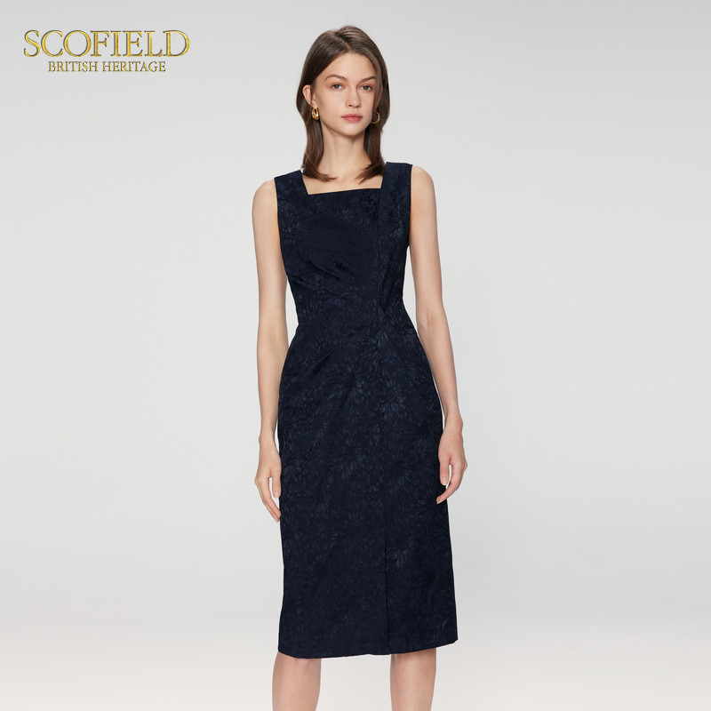 【scofield奥莱】Scofield女装无袖连衣裙收腰黑色长裙夏季裙子图片