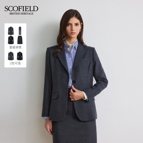 【scofield奥莱】女含羊毛智性干练优雅商务利落戗驳领西装外套