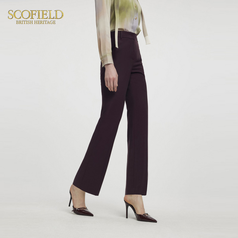 【scofield奥莱】女装简约优雅干练正装长裤金属logo装饰西装裤