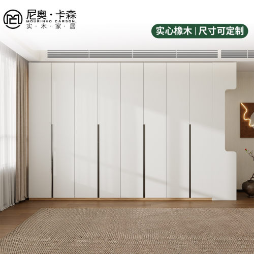 中古风实木对开门落地储物衣柜
