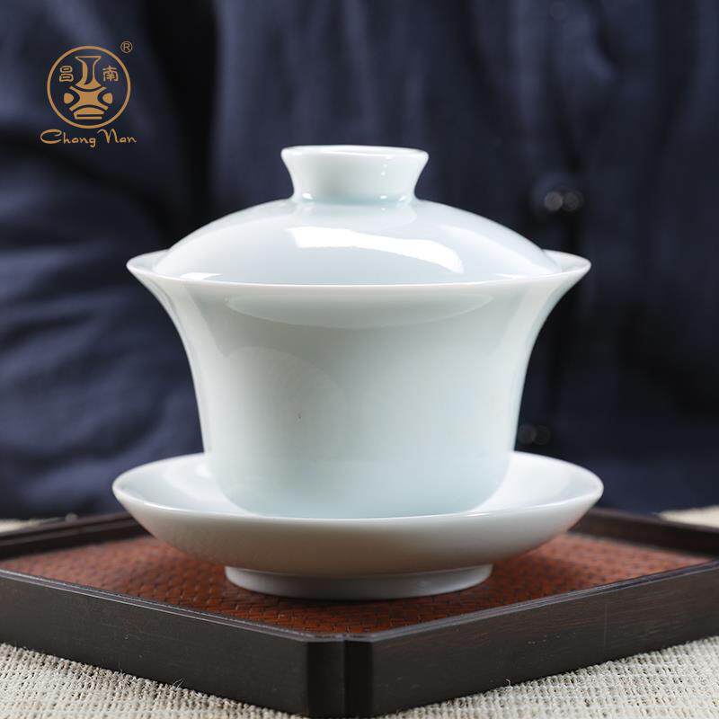 昌南陶瓷盖碗功夫茶具茶杯景德镇玉瓷三才盖碗大号泡茶碗普洱茶