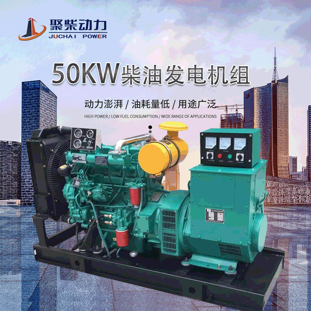 潍坊50KW柴油发电机组工地工厂应急用静音箱40千瓦纯铜无刷发电机