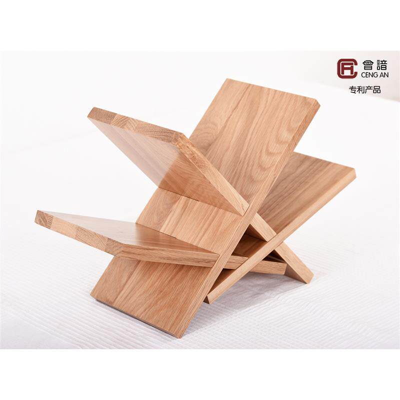 桌上书架简易小实木橡木阳台书架创意简洁书艺术迷你榫卯原木