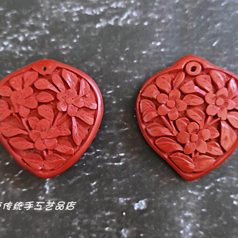 燕京八绝特色礼品老货天然大漆漆器剔红纯手工老雕漆挂坠吊坠项链