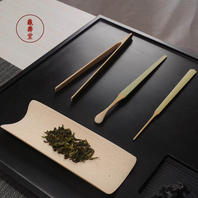 茶道四君子茶针茶勺茶夹茶则功夫茶具茶道配件天然竹制四件套