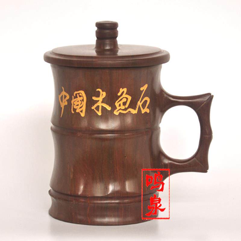 天然木鱼石茶杯手工制作中式竹节保温茶具杯
