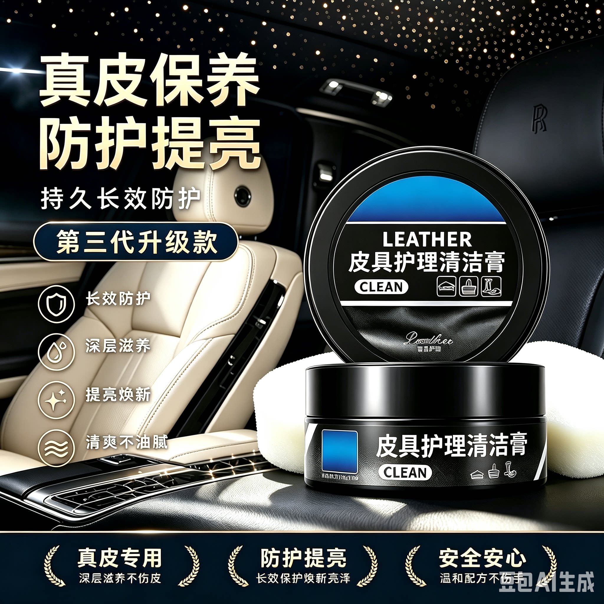 汽车真皮座椅保养膏内饰皮革翻新油皮鞋无色通用多功能清洁膏MD