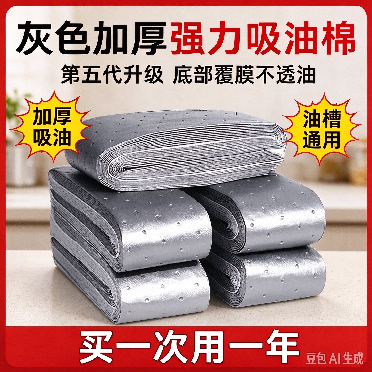 加厚抽油烟机吸油棉灰膜厨房吸油纸防漏油接油槽通用防油垫纸HQ一