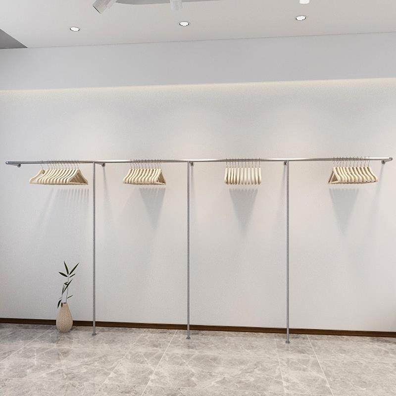 服装店展示架男装陈列架不锈钢上墙壁挂式挂衣架落地侧挂