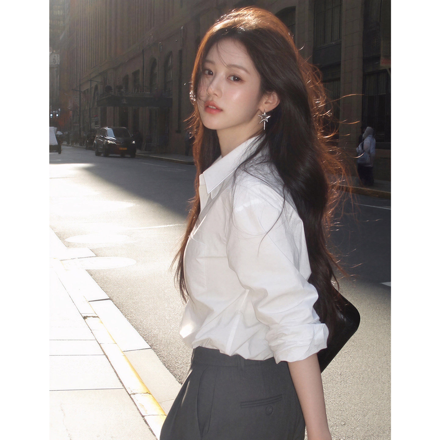 白色衬衫女上衣设计感小