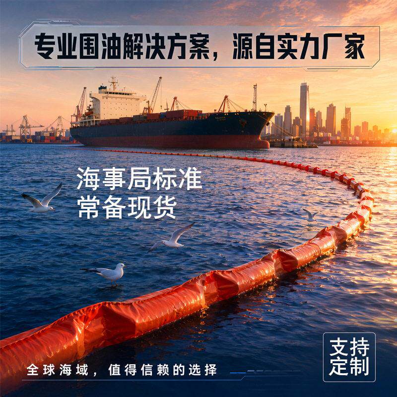 海面油污水面生态拦截PVC围油栏固体浮子式围隔杂草拦截带拦油带.