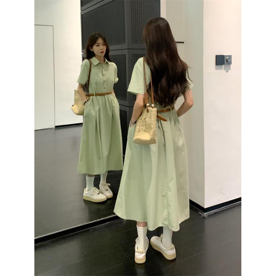 面试连衣裙女白色教资面试穿搭2026夏季新款小个子长裙衬衫裙子