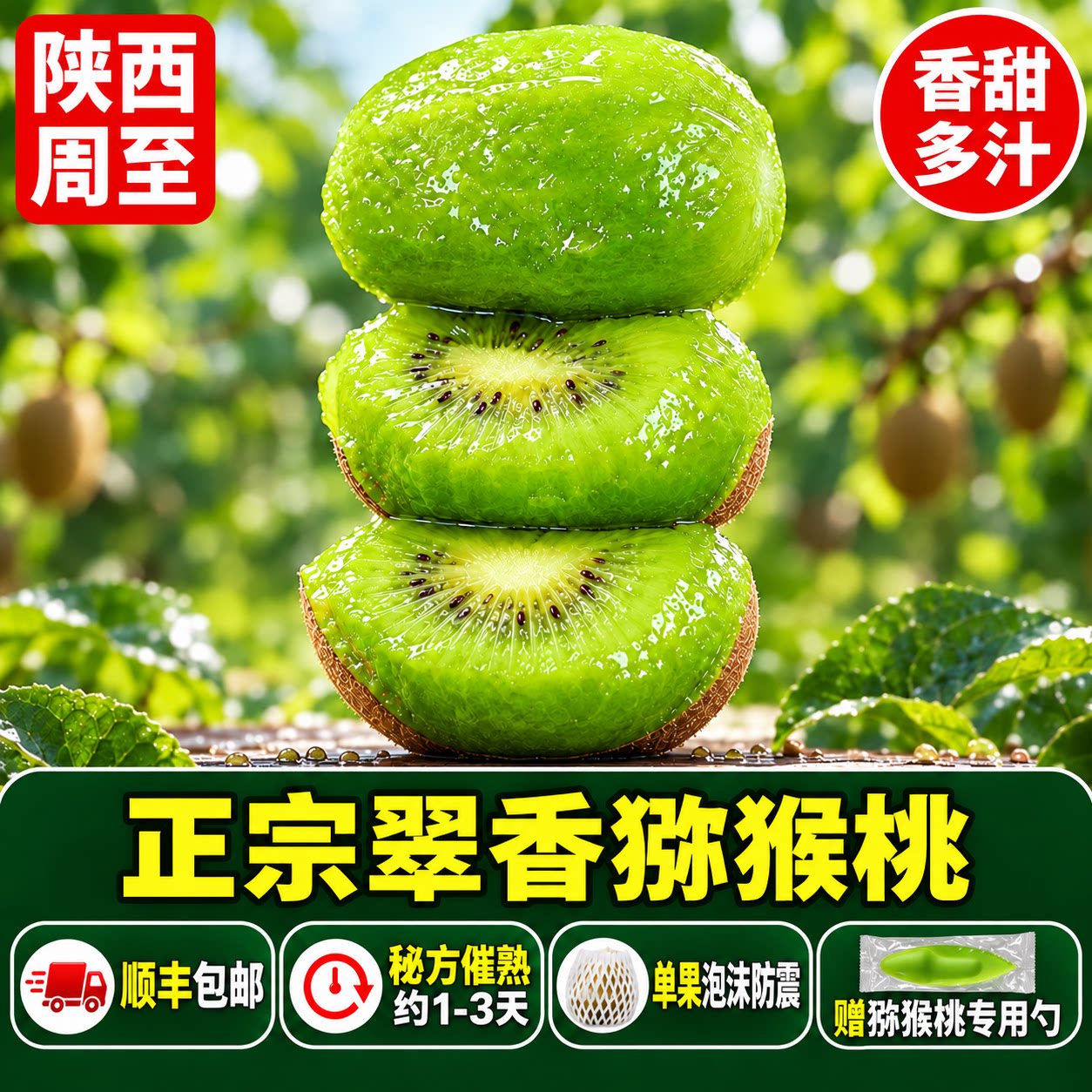 陕西周至新鲜翠香猕猴桃