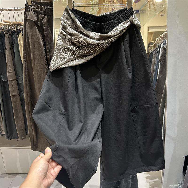 206早秋松紧高腰2丝带阔腿休分闲女韩版宽松显瘦小个子八BUY直筒