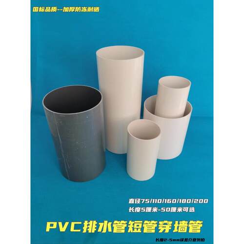 PVC管排水管预埋短管厨房卫生间过墙排风管75/110/160/180/200