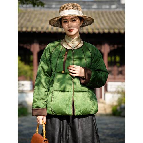 【思思专享】90鹅绒 镂空绣花复古休闲羽绒服 C85567