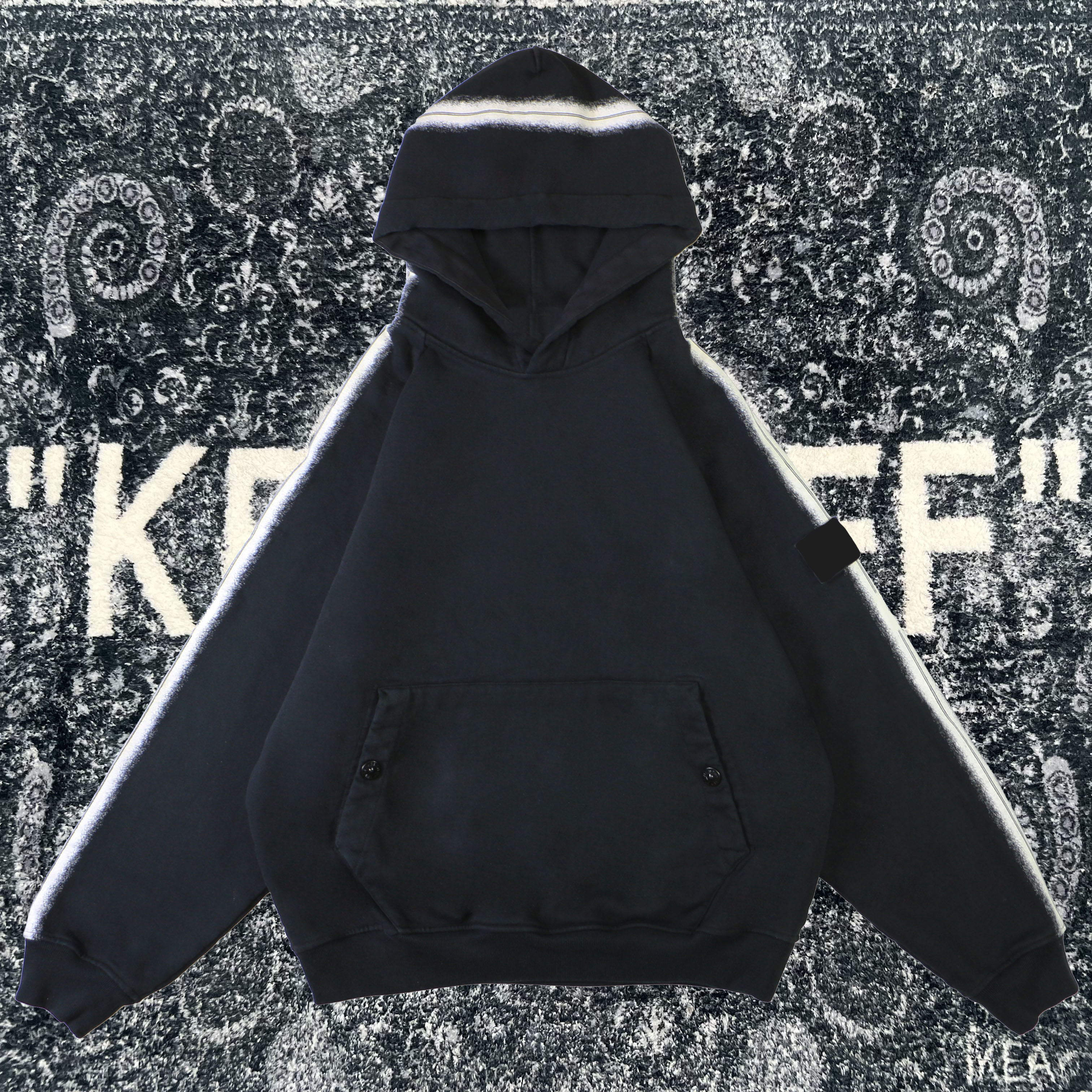 thumbnail for YS Independent Striped Hooded Heavyweight Washed Sweatshirt Matching Styles for Men and Women