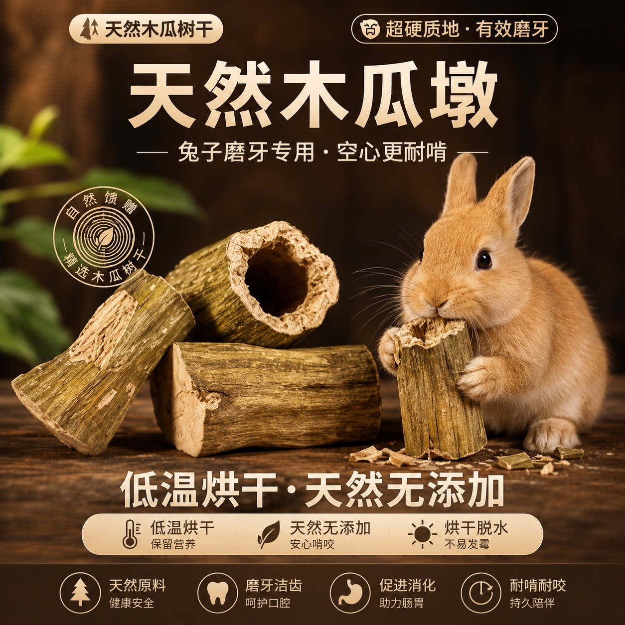 兔子磨牙木瓜墩木瓜茎兔子磨牙神器磨牙零食烘干木瓜树墩树茎木瓜