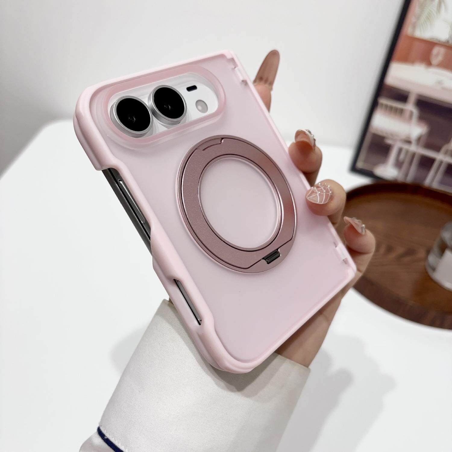 适用iPhoneDuo磁吸360金属支架手机壳苹果18Fold磨砂肤感保护壳