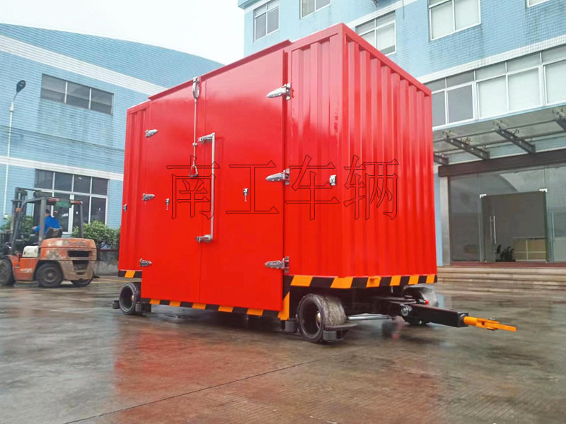 3吨双牵引箱式平板拖车无动力叉车牵引工具拖车