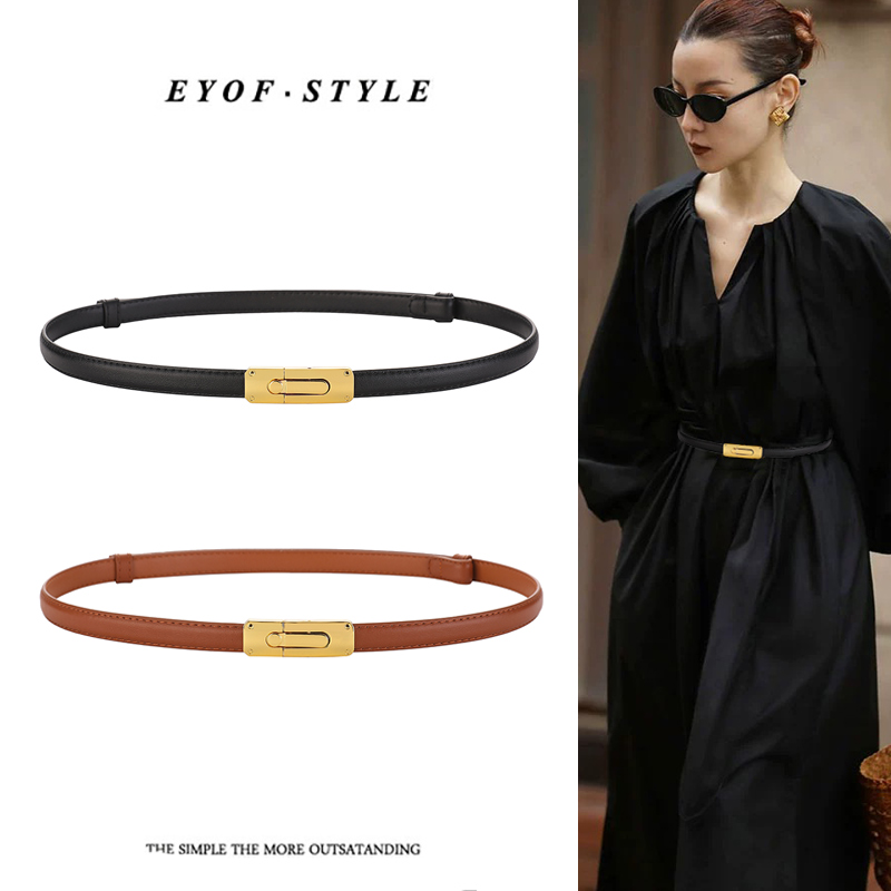 金色扣二层牛皮简约大气