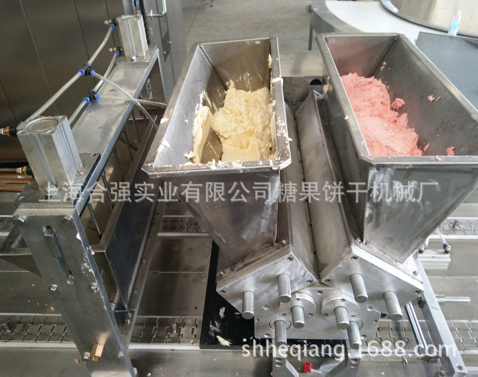 双色饼干成型机全自动曲奇果酱珍妮切割挤出曲奇生产设备线