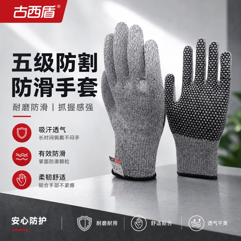 五级防切割手套 防滑透气 抓握牢固 抓鱼杀鱼玻璃装配五金厂汽修