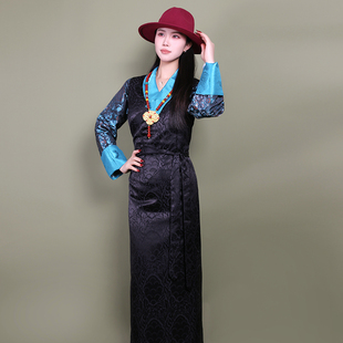 藏装民族风纤沫高档拼色西藏服康巴藏服博拉裙锅庄队女士西藏服